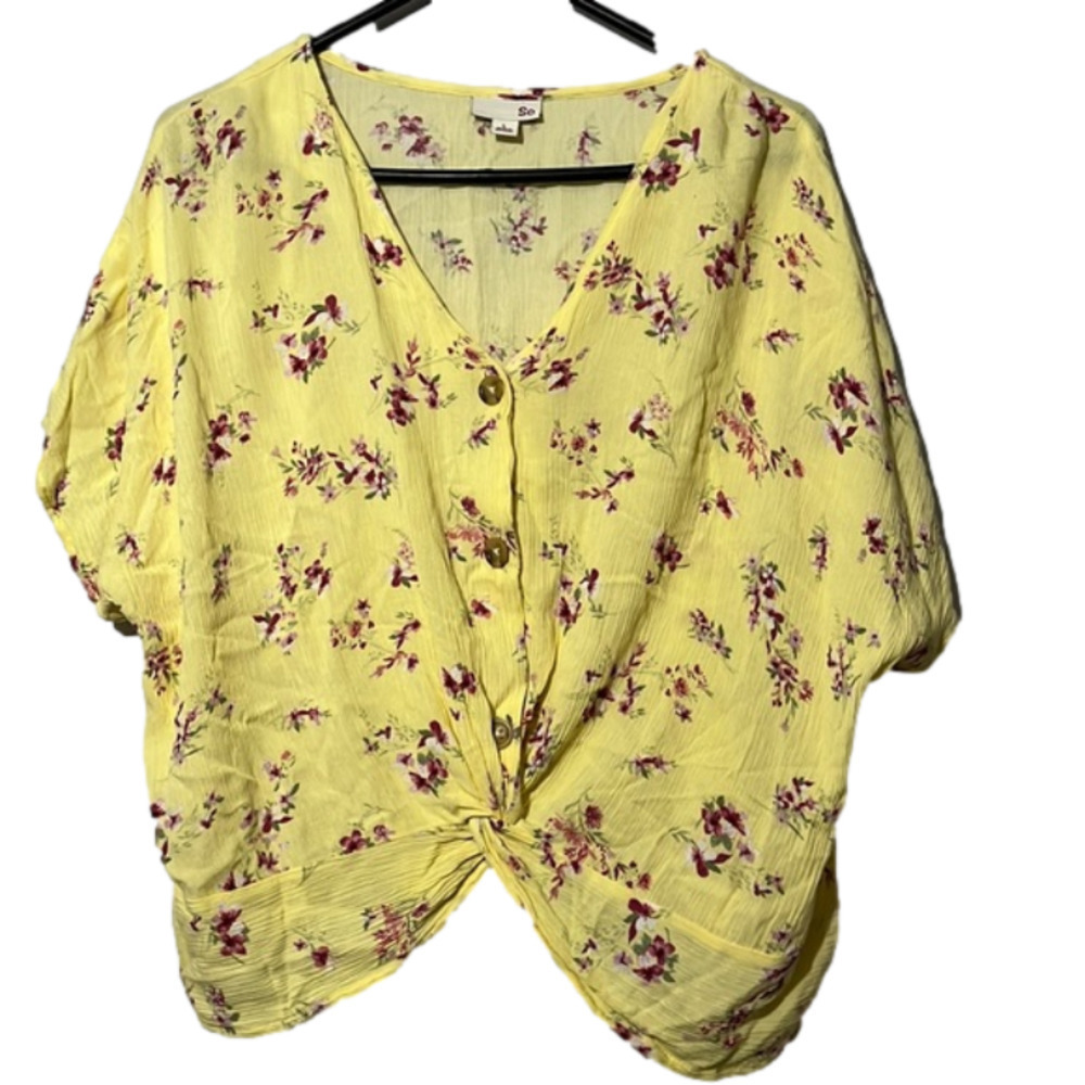 SO Bright yellow tied crop top, sz L